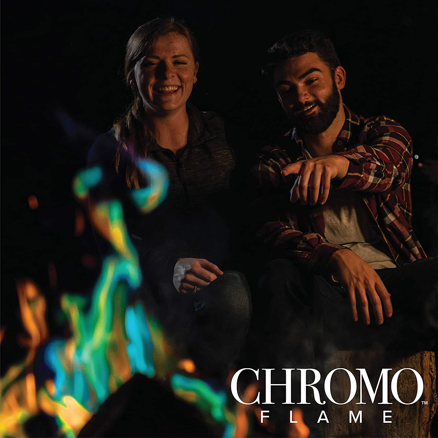 CHROMO FLAME Fire Color Changing Packets for Fire Pit, Campfire, Bonfire, Outdoor Fireplace | Magic, Colorful, Rainbow, Mystic Flames | 4 oz Total, 2-2 oz Jumbo Packets