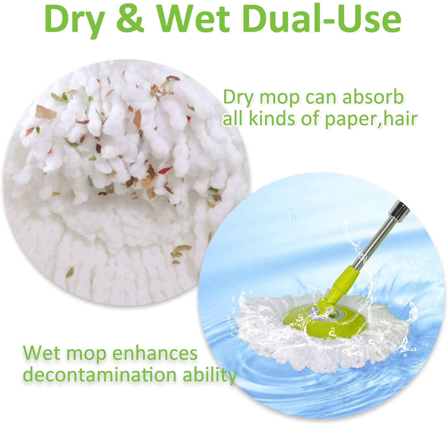 GIBTOOL 4 Pack Mop Head Replacement for Hurricane Spin Mop Replacement Head Microfiber Spin Mop Refills Easy Cleaning Round Shape Standard Size