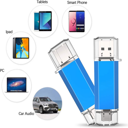 Dual USB 3.0 Type C Dual OTG Flash Drive Thumb Drive Memory Stick