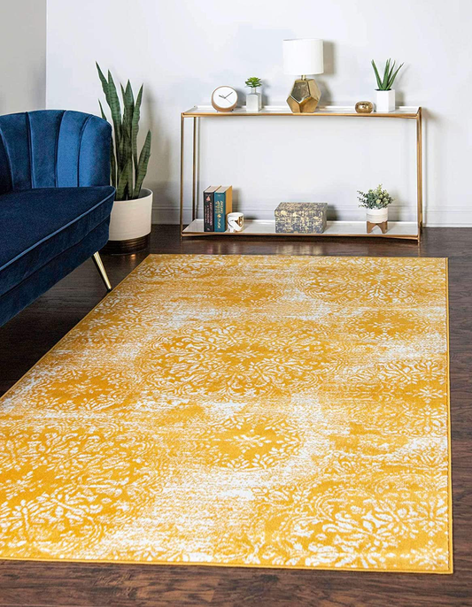 Unique Loom Sofia Collection Area Traditional Vintage Rug, French Inspired Perfect for All Home Décor, 5' 0 x 8' 0 Rectangular, Yellow/Ivory