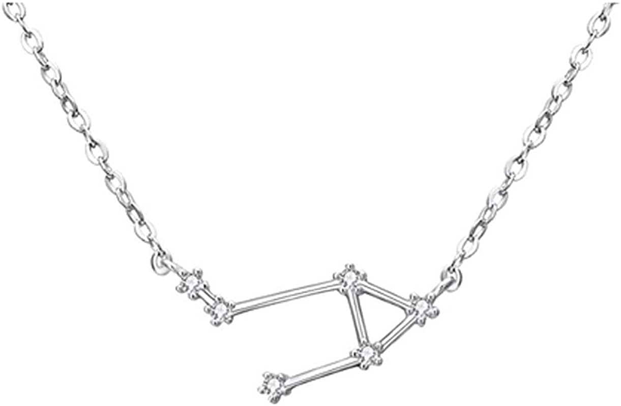 925 Sterling SilverCZ Horoscope Zodiac 12 Constellation Astrology Pendant Necklace for Women Girls Teen Girls and Kids Birthday Gift