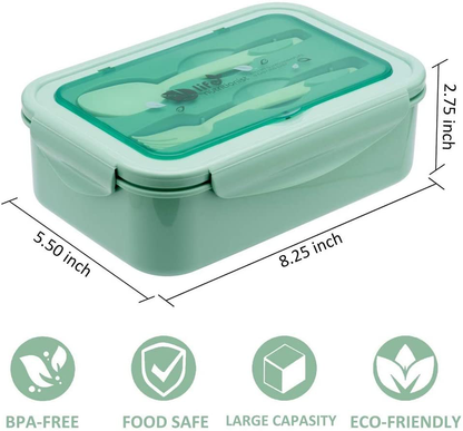 Bento Boxes for Adults - 1100 ML Bento Lunch Box For Kids Childrens With Spoon & Fork - Durable, Leak-Proof for On-the-Go Meal, BPA-Free and Food-Safe Materials
