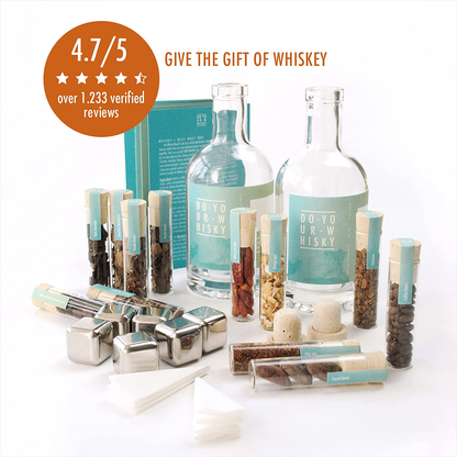 DO YOUR WHISKY Infusion | DIY Kit for Homemade Whisky Flavor | Original Gift Set | 12 Woodchip Blends & Botanicals in Glass Tubes | 6 Whiskey Stones | DO YOUR GIN as Seen in GQ, Vogue | Gifts for Men