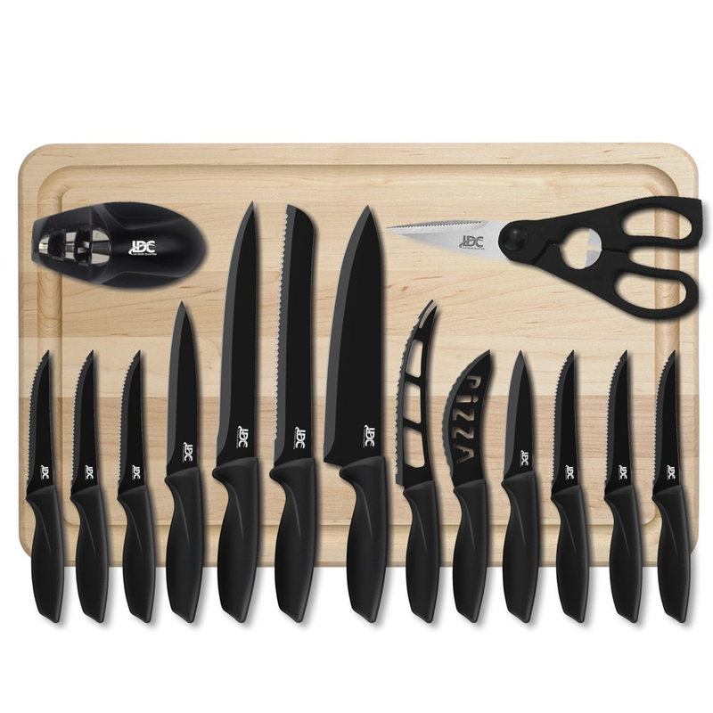 15-Piece Kitchen Knife Set - High Carbon Stainless Steel, Non-Stick Coating, Rust-Resistant, Ergonomic Handles