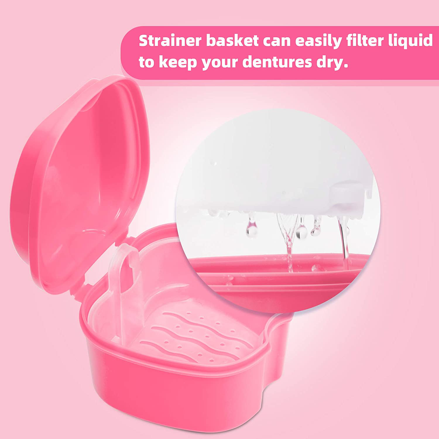 Annhua Denture Retainer Container Case Cleaning,Denture Bath Box False Teeth Storage Box - Leak Proof and Lid Waterproof