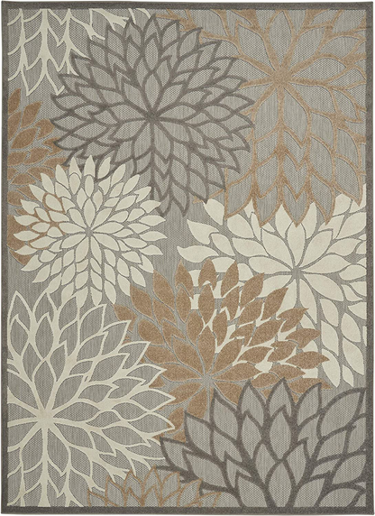 Nourison Aloha Indoor/Outdoor Floral Blue/Multicolor 3'6" x 5'6" Area Rug (4' x 6'), 3'6"X5'6",