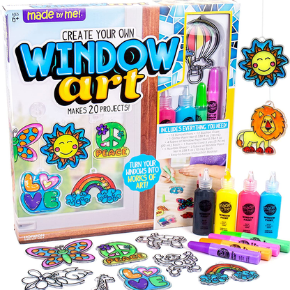 Made By Me Create Your Own Halloween Window Art by Horizon Group USA, Make 20 Projects, Includes Suncatcher Frames & Window Clings, Glow-in-The-Dark Paint, Paint Tubes, Suction Cups & Cording,Multi