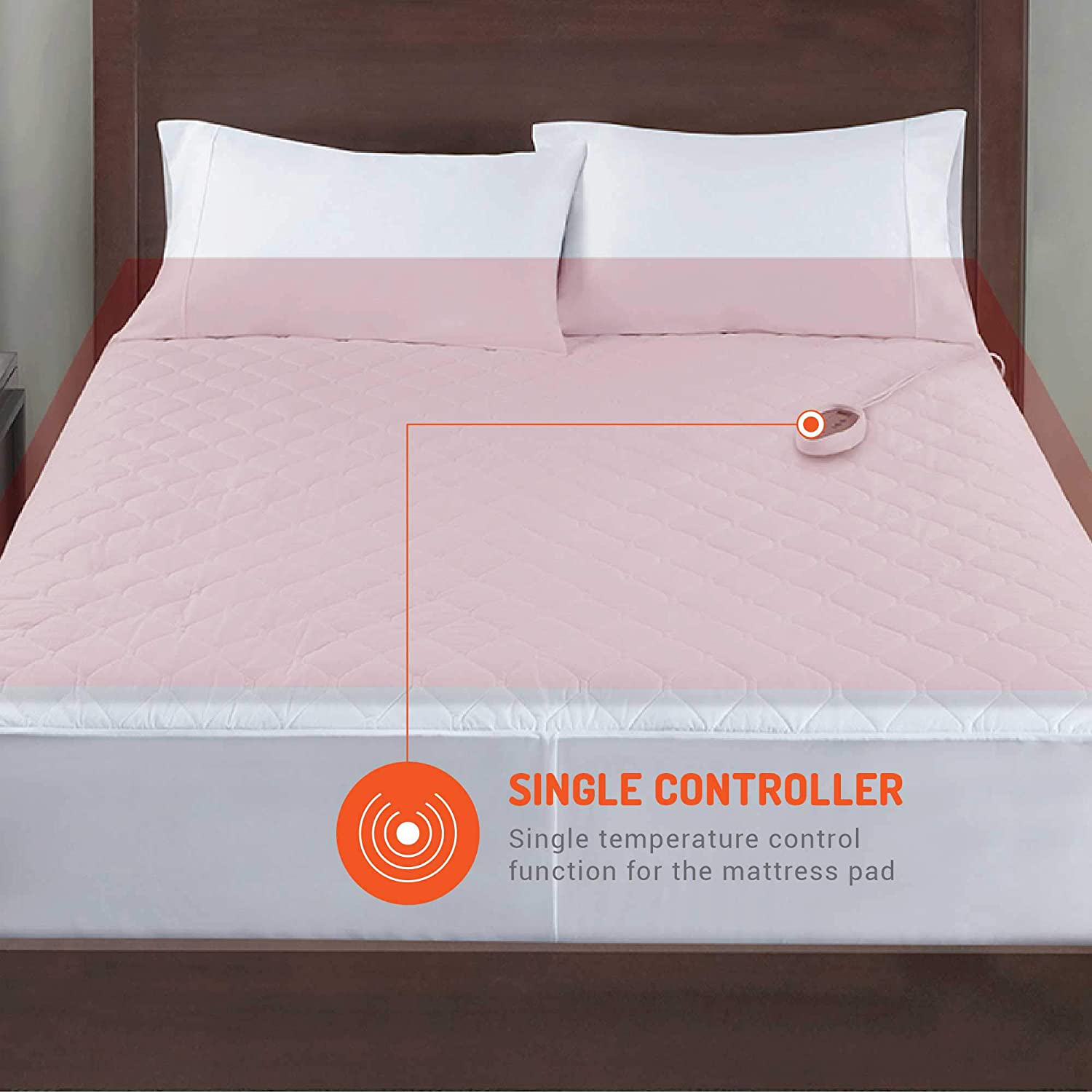 Degrees of Comfort Dual Control Heated Mattress Pad Queen Size | Zone Heating Electric Bed Warmer W/ Auto Shut Off | Fit Up to 15 Inch | 12.5ft Long Cord - 60x80 Inch, White