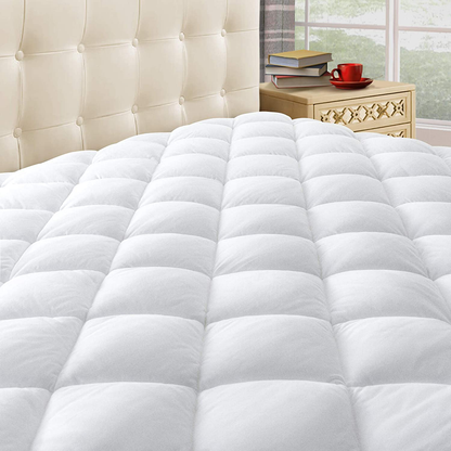 Taupiri King Quilted Mattress Pad Cover with Deep Pocket (8"-21"), Cooling Soft Pillowtop Mattress Cover, Light Gray