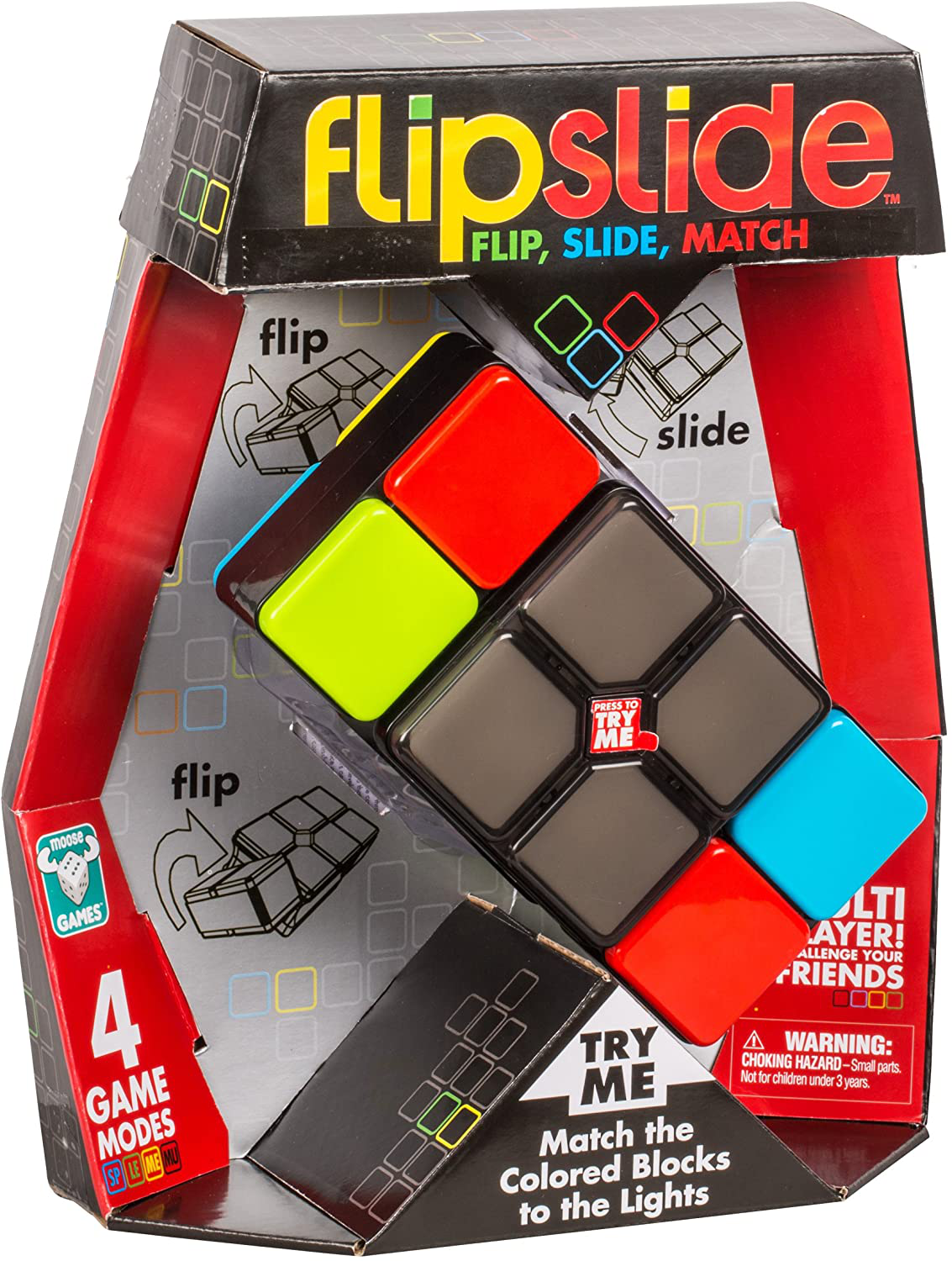 Flipslide Game, Electronic Handheld Game | Flip, Slide, and Match the Colors to Beat the Clock - 4 Game Modes - Multiplayer Fun