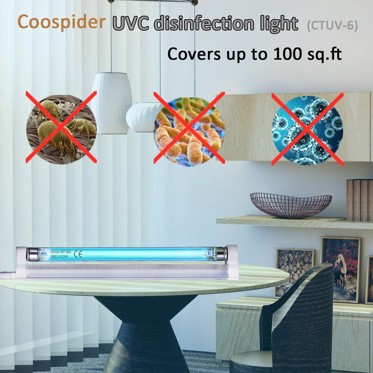 U/V/C Light Lamp 185nm with 253.7nm Bulb 5ft Cord and Plug 110V (6W Ozone Lamp)