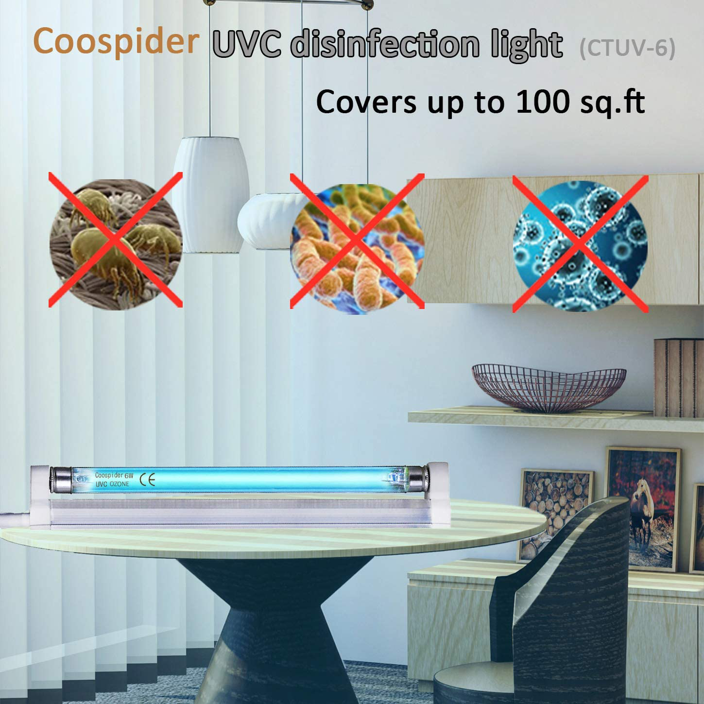 U/V/C Light Lamp 185nm with 253.7nm Bulb 5ft Cord and Plug 110V (6W Ozone Lamp)