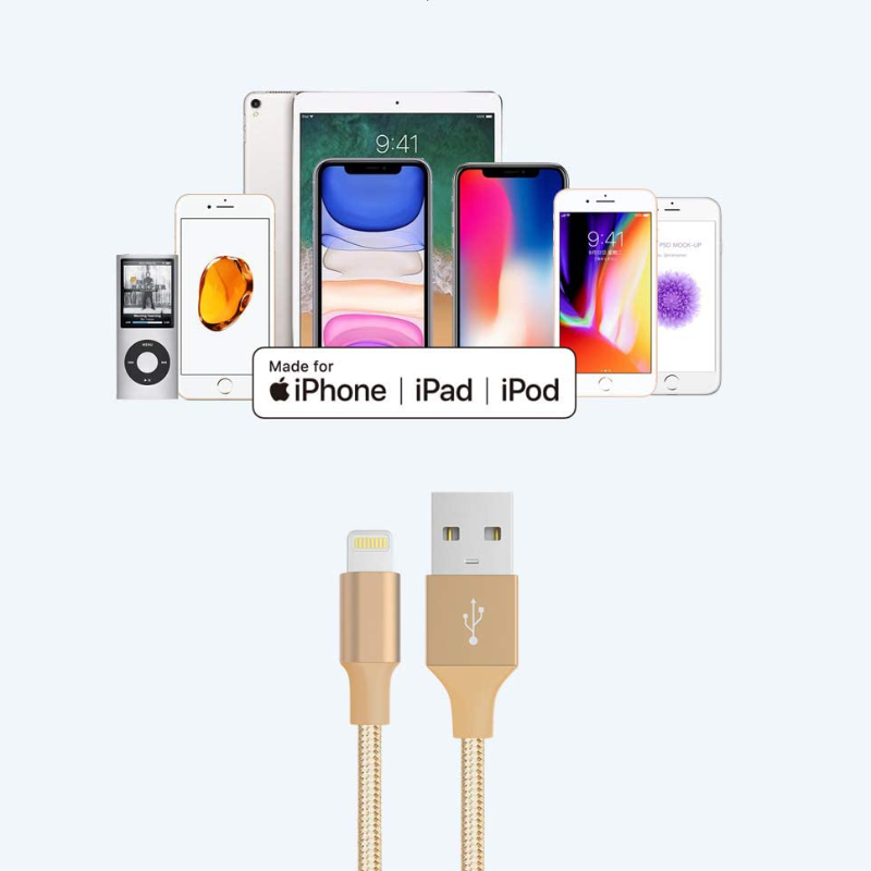 3 Pack Lightning Fast Charge iPhone & iPad - Braided USB Charging Cables