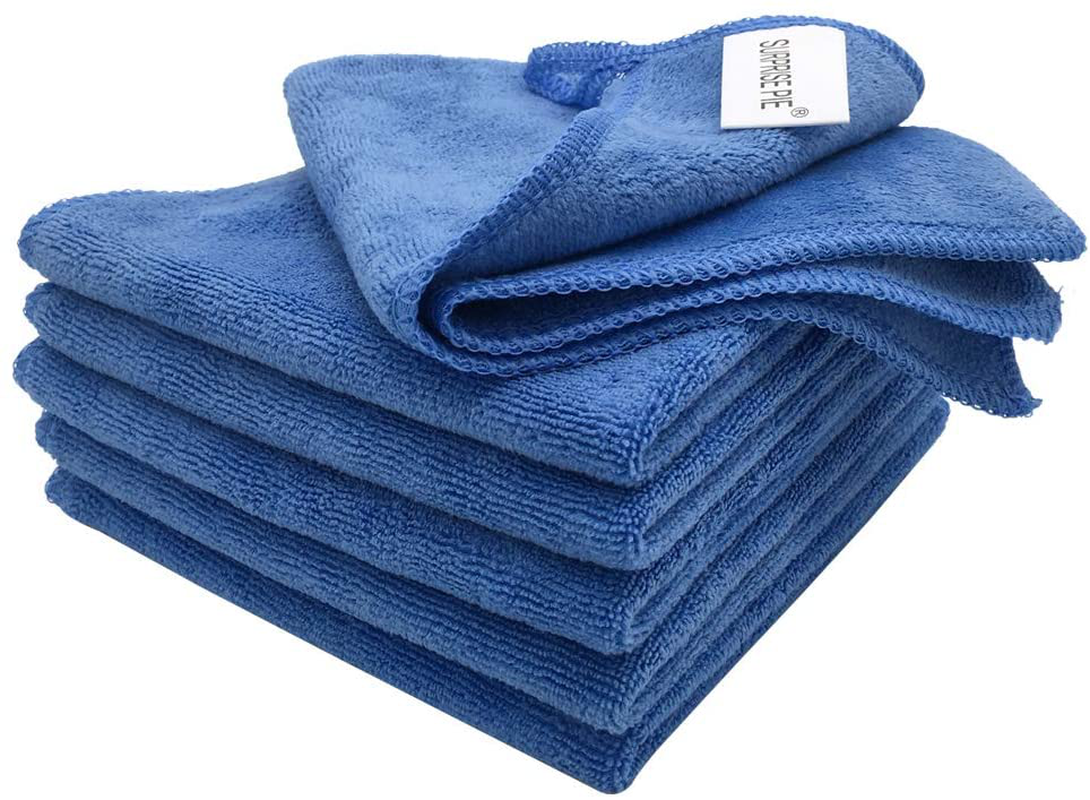 Microfiber Cleaning Cloths 400 GSM Thick Soft Lint Free 12"x12" 6 Pack Green Blue and Orange Reusable Kitchen Towels Dust Cloth Rags