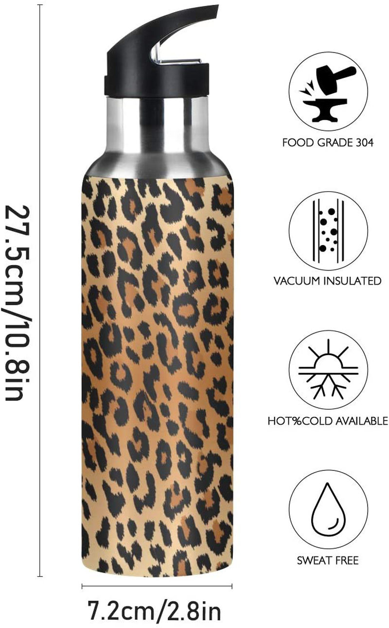 Qilmy Sport Water Bottle with Straw Lid Vacuum Insulated Stainless Steel Thermo Flask Water Bottle 20 oz