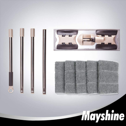 MAYSHINE Microfiber Hardwood Floor Mop - 5 Washable & Reusable Flat Mops Cloths/Pads, for Wet or Dry Floor Cleaning