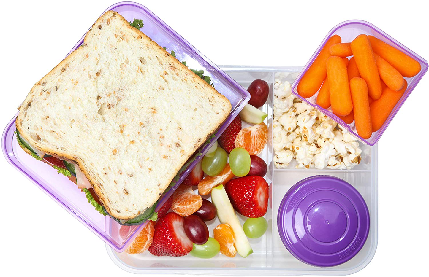 Sistema To Go Collection Bento Box Plastic Lunch and Food Storage Container, 55.7 Ounce, Multi Compartment (Color May Vary)