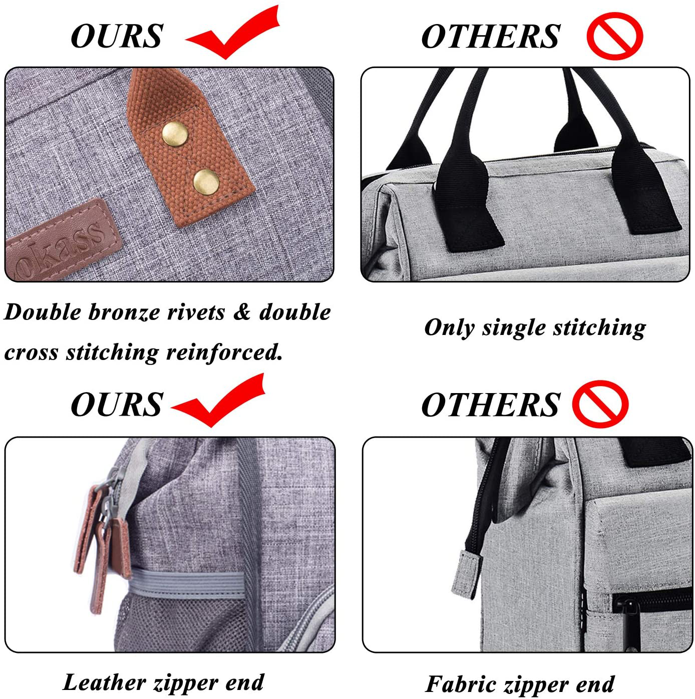 LOKASS Lunch Bag Insulated Lunch Box Wide-Open Lunch Tote Bag Large Drinks Holder Durable Nylon Thermal Snacks Organizer for Women Men Adults College Work Picnic Hiking Beach Fishing,Grey