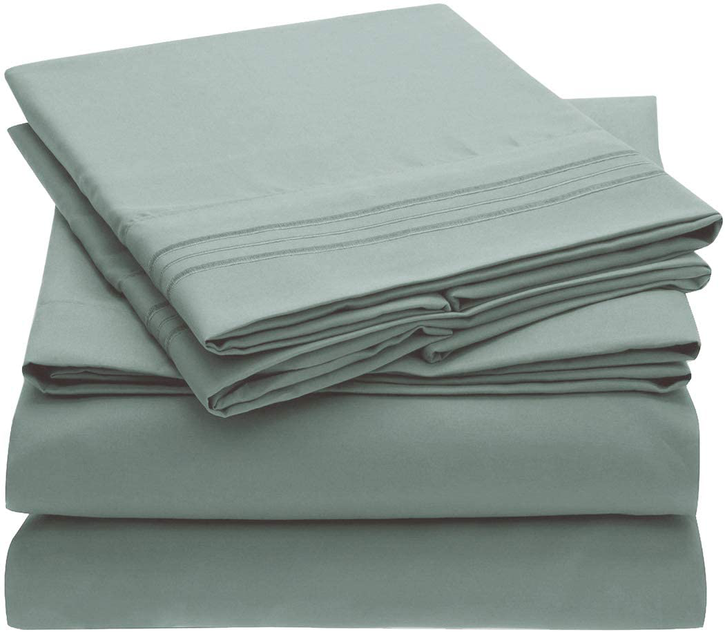 Mellanni Bed Sheet Set - Brushed Microfiber 1800 Bedding - Wrinkle, Fade, Stain Resistant - 3 Piece (Twin, Baby Blue)
