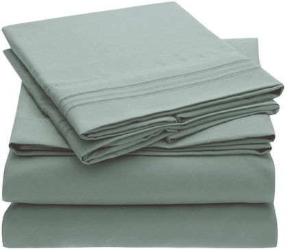 Mellanni Bed Sheet Set - Brushed Microfiber 1800 Bedding - Wrinkle, Fade, Stain Resistant - 3 Piece (Twin, Baby Blue)