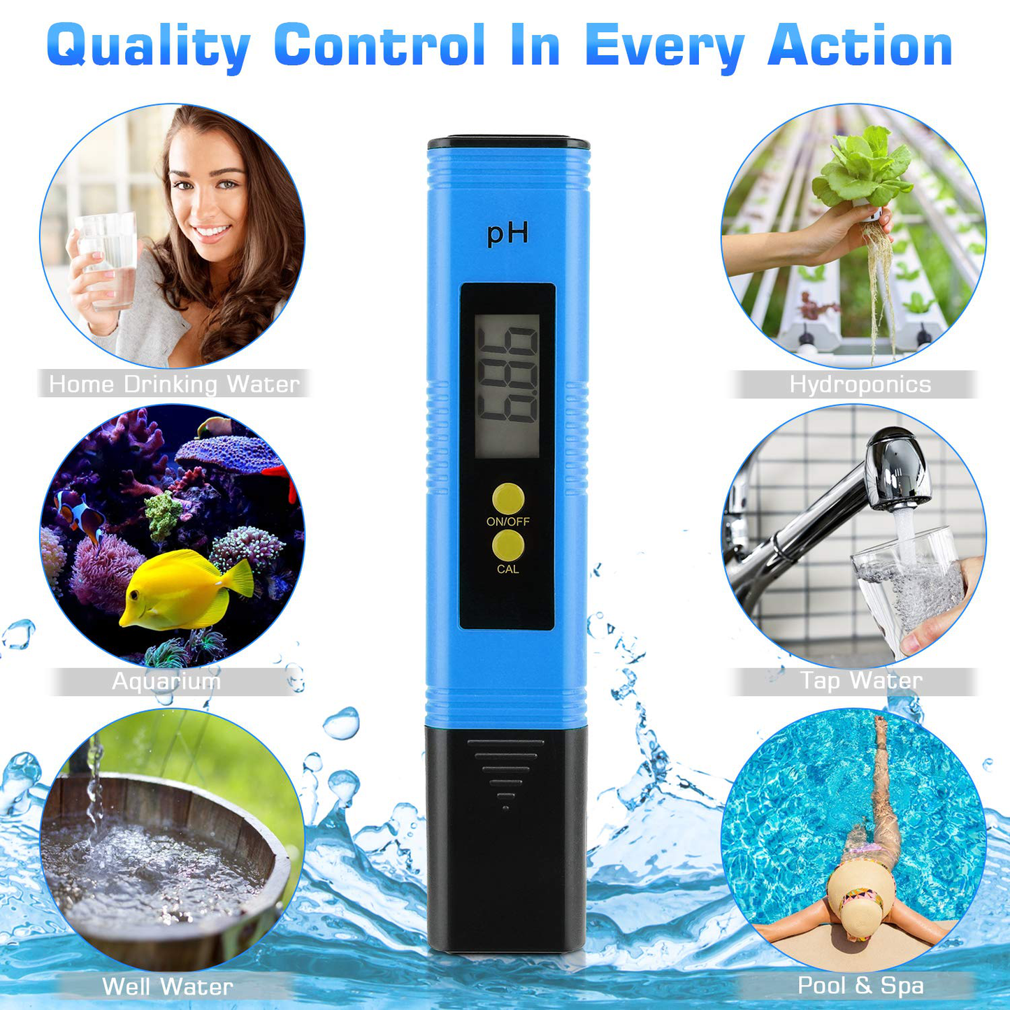 PH Meter for Water Hydroponics Digital PH Tester Pen 0.01 High Accuracy Pocket Size with 0-14 PH Measurement Range for Household Drinking, Pool and Aquarium (Red)