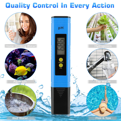 PH Meter for Water Hydroponics Digital PH Tester Pen 0.01 High Accuracy Pocket Size with 0-14 PH Measurement Range for Household Drinking, Pool and Aquarium (Red)