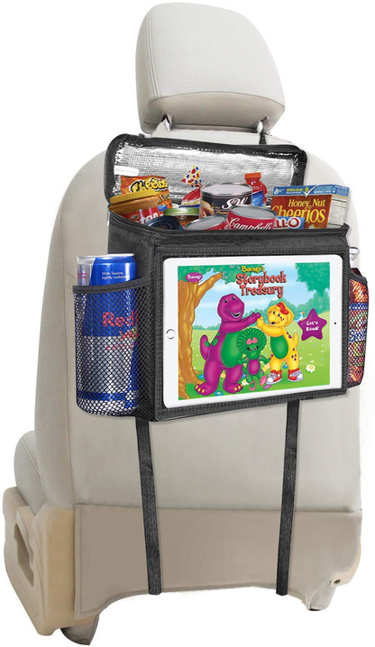 lebogner Insulated Car Seat Back Organizer + iPad and Tablet Holder, Auto Driver Or Passenger Accessories Organizer, Vehicle Front Seat Caddy, Personal Travel Cooler Storage Bag for Adults & Kids