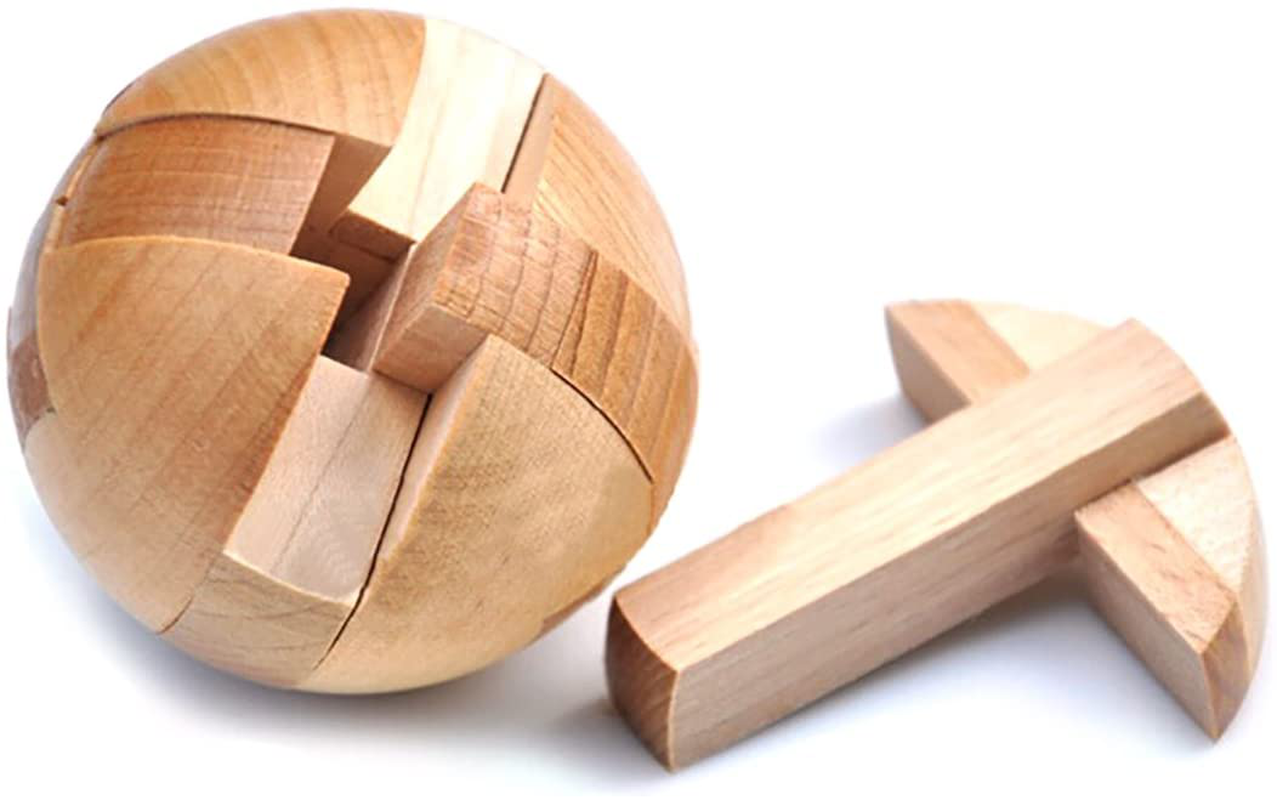 KINGOU Wooden Puzzle Magic Ball Brain Teasers Toy Intelligence Game Sphere Puzzles for Adults/Kids