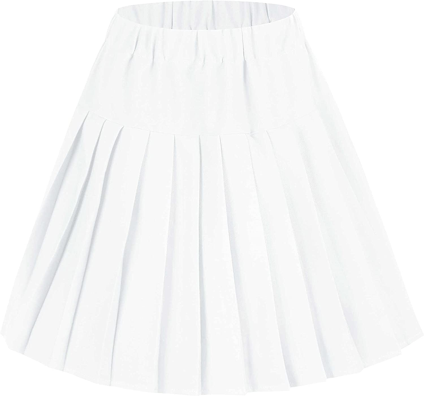 Women's Elastic Waist Plaid Pleated Skirt Tartan Skater School Uniform Mini Skirts
