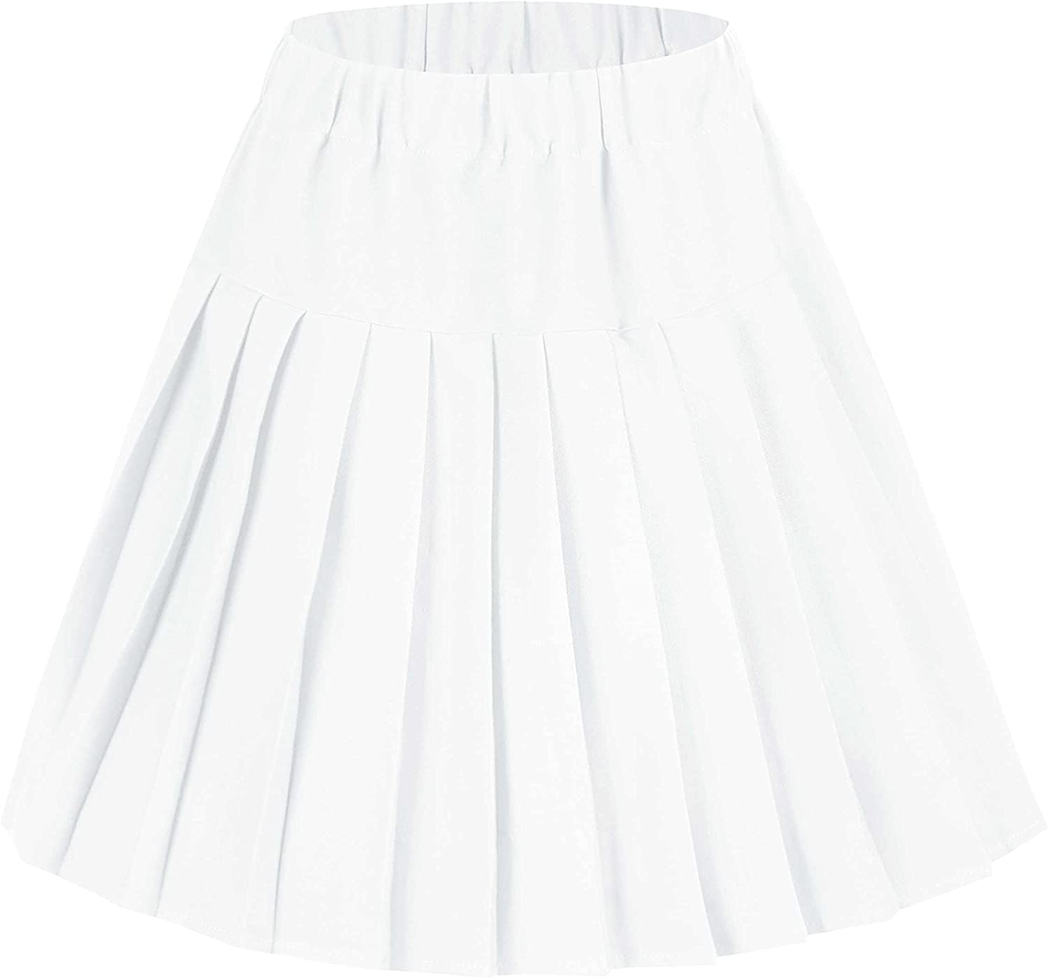 Women's Elastic Waist Plaid Pleated Skirt Tartan Skater School Uniform Mini Skirts
