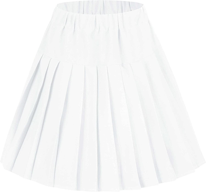 Women's Elastic Waist Plaid Pleated Skirt Tartan Skater School Uniform Mini Skirts