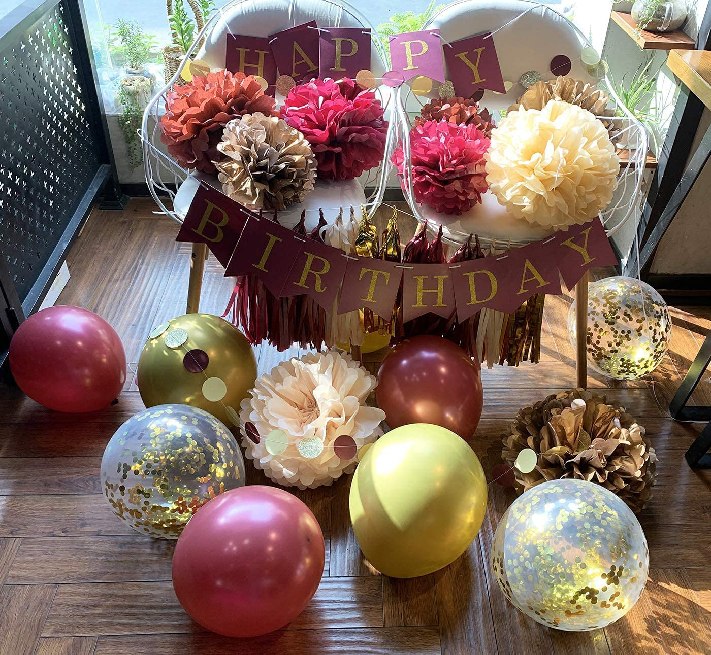 Maroon Gold 2021 Graduation Party Decorations/Burgundy Balloons for Birthday Decorations Women Qian's Party 30pcs Burgundy Gold Confetti Balloons for Burgundy Gold Bridal Shower Decorations/Maroon Gold Wedding Decorations