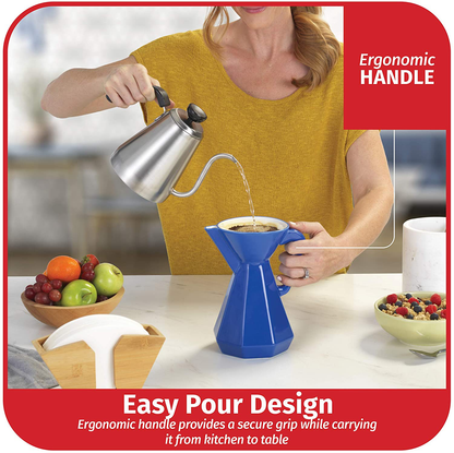 Goodcook Koffe 6-Cup Ceramic Pour Over Carafe Coffee Maker with #4 Paper Filters