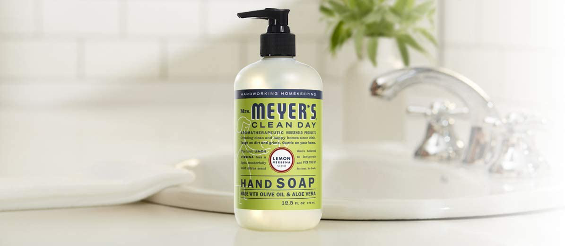 Mrs. Meyer's Clean Day Liquid Hand Soap, Cruelty Free and Biodegradable Hand Wash Formula Made with Essential Oils, Lemon Verbena Scent, 12.5 oz - Pack of 3
