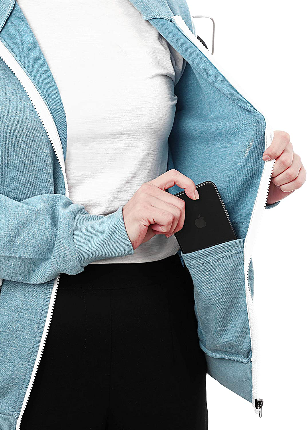 GIVON Womens Comfortable Long Sleeve Lightweight Zip-up Hoodie with Kanga Pocket(XS~4XL)