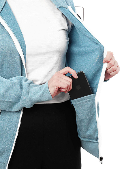 GIVON Womens Comfortable Long Sleeve Lightweight Zip-up Hoodie with Kanga Pocket(XS~4XL)