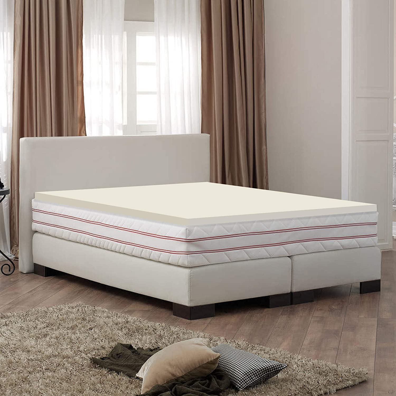 Zutan, 1-inch Foam Topper, Adds Comfort to Mattress, Queen, Yellow