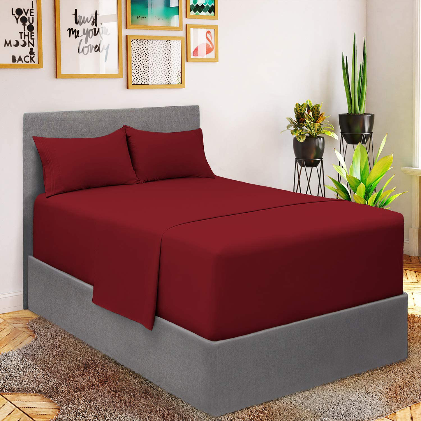 Mellanni Bed Sheet Set - Brushed Microfiber 1800 Bedding - Wrinkle, Fade, Stain Resistant - 3 Piece (Twin, Baby Blue)