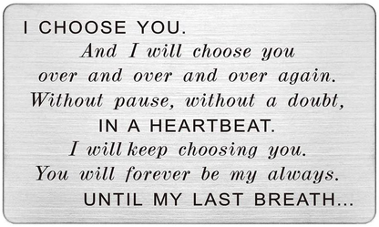 Steel Wallet Love Note Insert, Engraved Cards for Husband, Mini Love Notes, Birthday Gifts for Men Unique, Steel Anniversary Card Gifts for Men, Boyfriend, Personalized Message Card