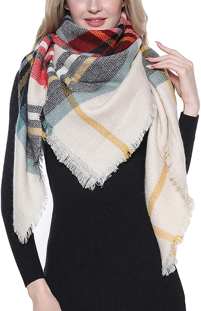 Trendy Plaid Blanket Scarf Women Big Oversized Long Scarves Warm Winter Tartan Checked Shawl Wrap Scarf Gift