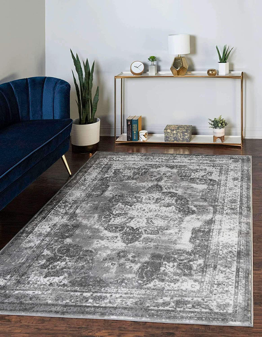 Unique Loom Sofia Collection Area Traditional Vintage Rug, French Inspired Perfect for All Home Décor, 5' 0 x 5' 0 Round, Turquoise/Light Blue
