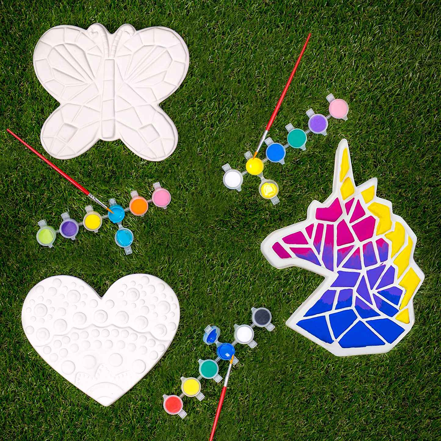 Creative Roots 92849 Paint Your Own Turtle Stepping Stone by Horizon Group Usa, 6 Paint Pots and Brush included, Assorted