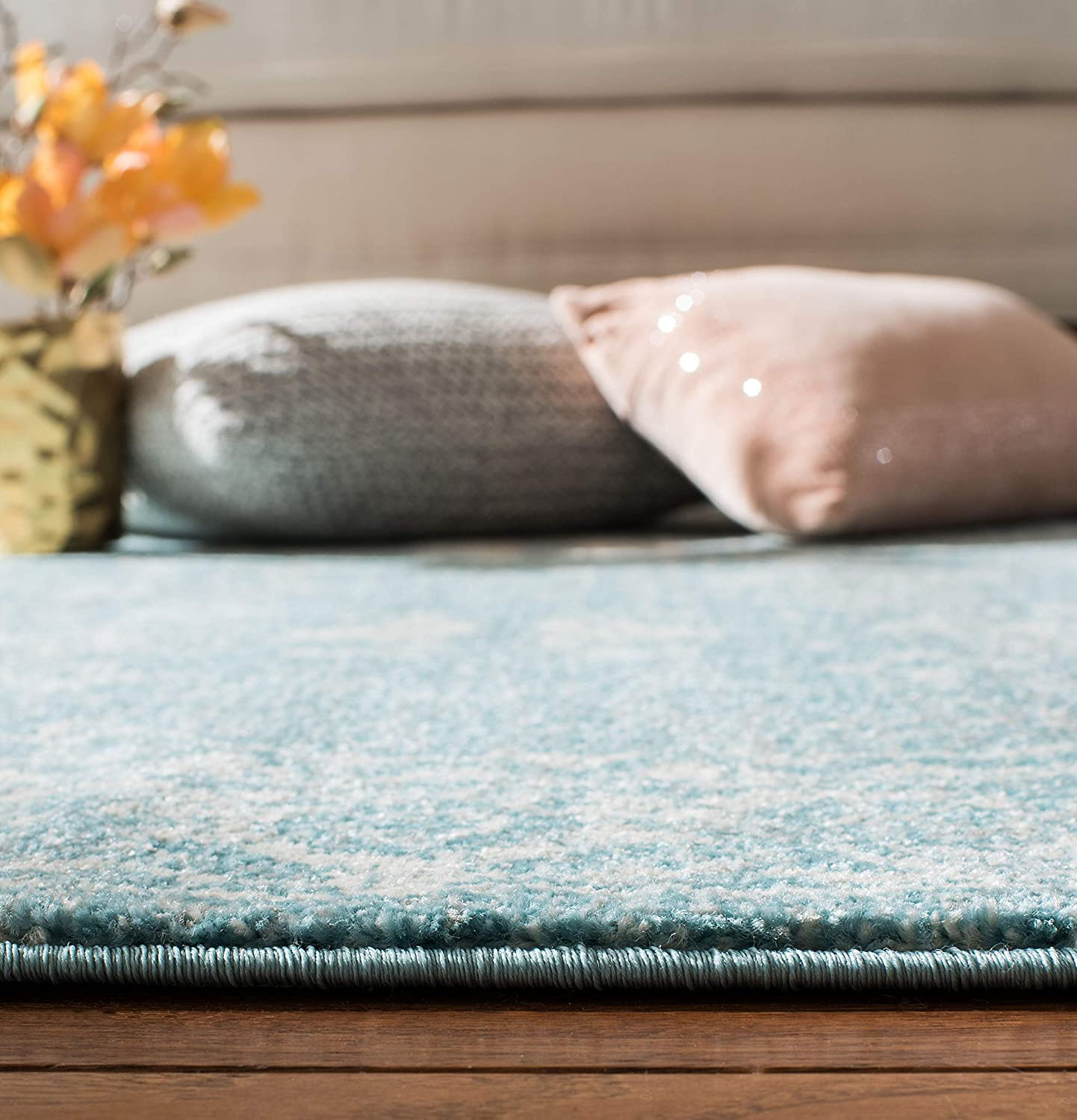Safavieh Evoke Collection EVK270D Shabby Chic Distressed Non-Shedding Stain Resistant Living Room Bedroom Accent Rug, 2'2" x 4', Light Blue / Ivory