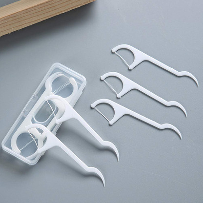 100 Pcs Disposable Dental Floss Sticks Teeth Cleaner Oral Care with Portable Plastic Case