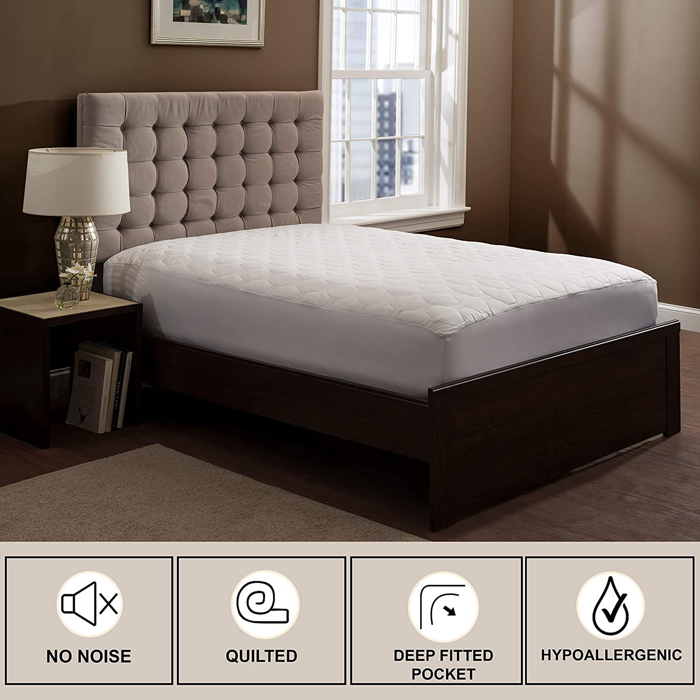 The Grand Mattress Pad Cover Fitted, Deep Pockets Bed Protection, Only Quality Fabrics Used & Breathable (Queen 60x80)