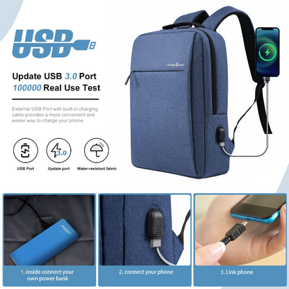 Laptop Backpack 15.6 Inch, Business Slim Durable Travel Water Resistant with USB Charging Port