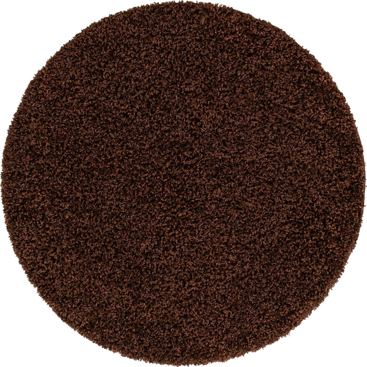 Unique Loom Solo Solid Shag Collection Area Modern Plush Rug Lush & Soft, 4' 0 x 4' 0, Chocolate Brown