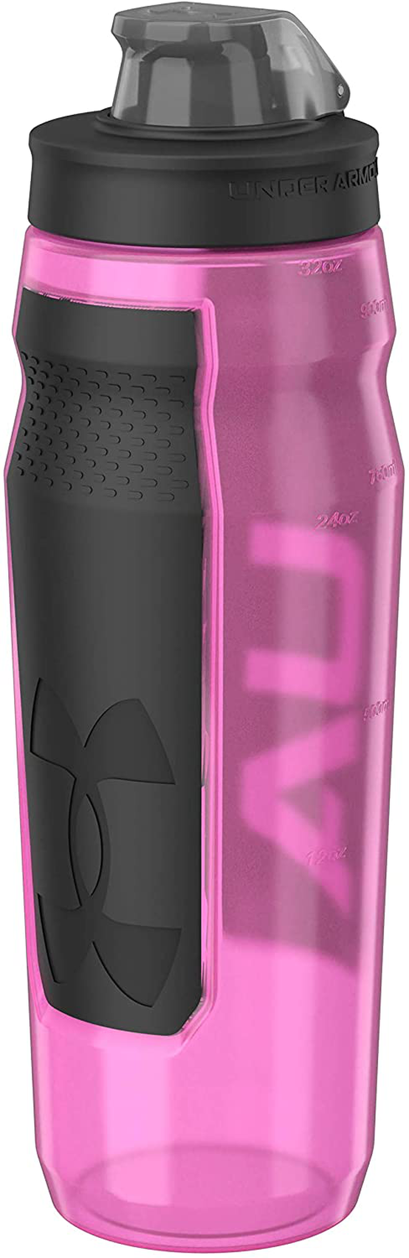 Under Armour 32oz Playmaker Squeeze Water Bottle, Sanitary Cap Cover, High Flow Push/ Pull Nozzle, Non-Slip Grip, Finger Loop Carry, Fits Bike Holder, Cycling, Gym, Hiking, All Sports