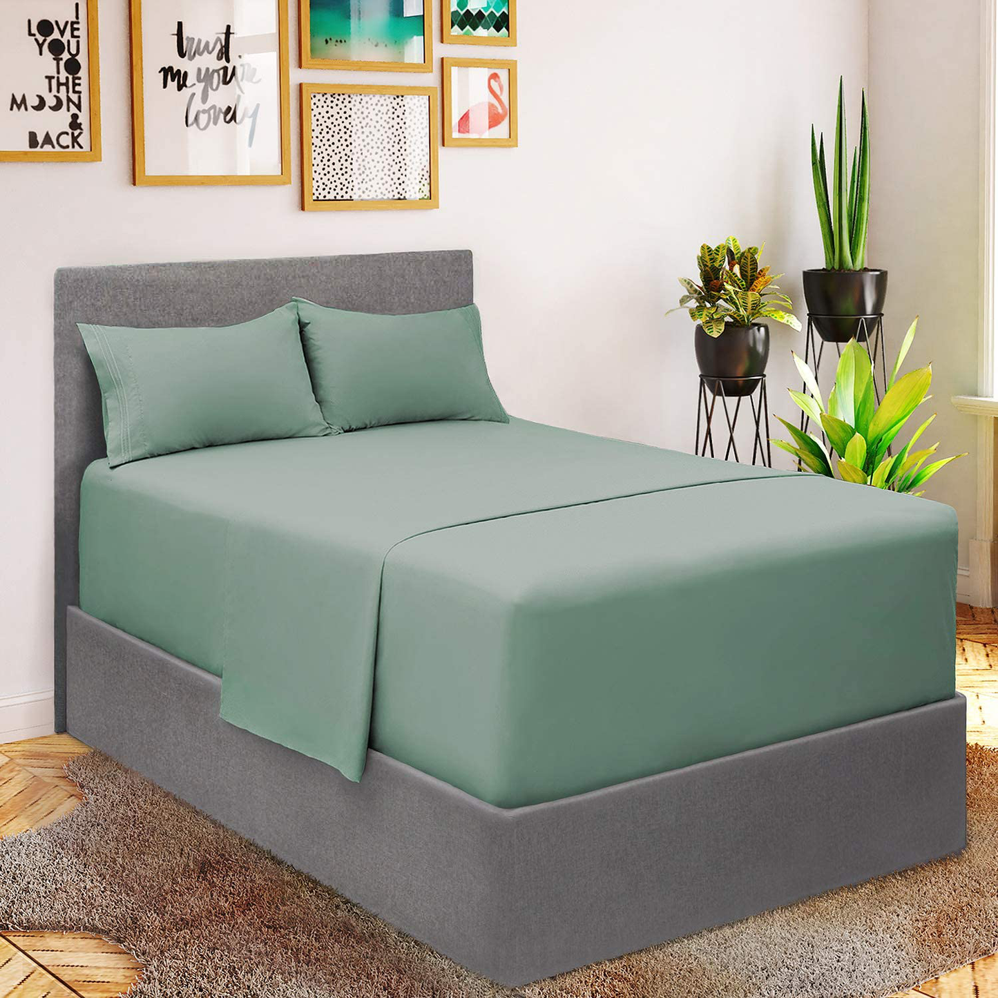 Mellanni Bed Sheet Set - Brushed Microfiber 1800 Bedding - Wrinkle, Fade, Stain Resistant - 3 Piece (Twin, Baby Blue)