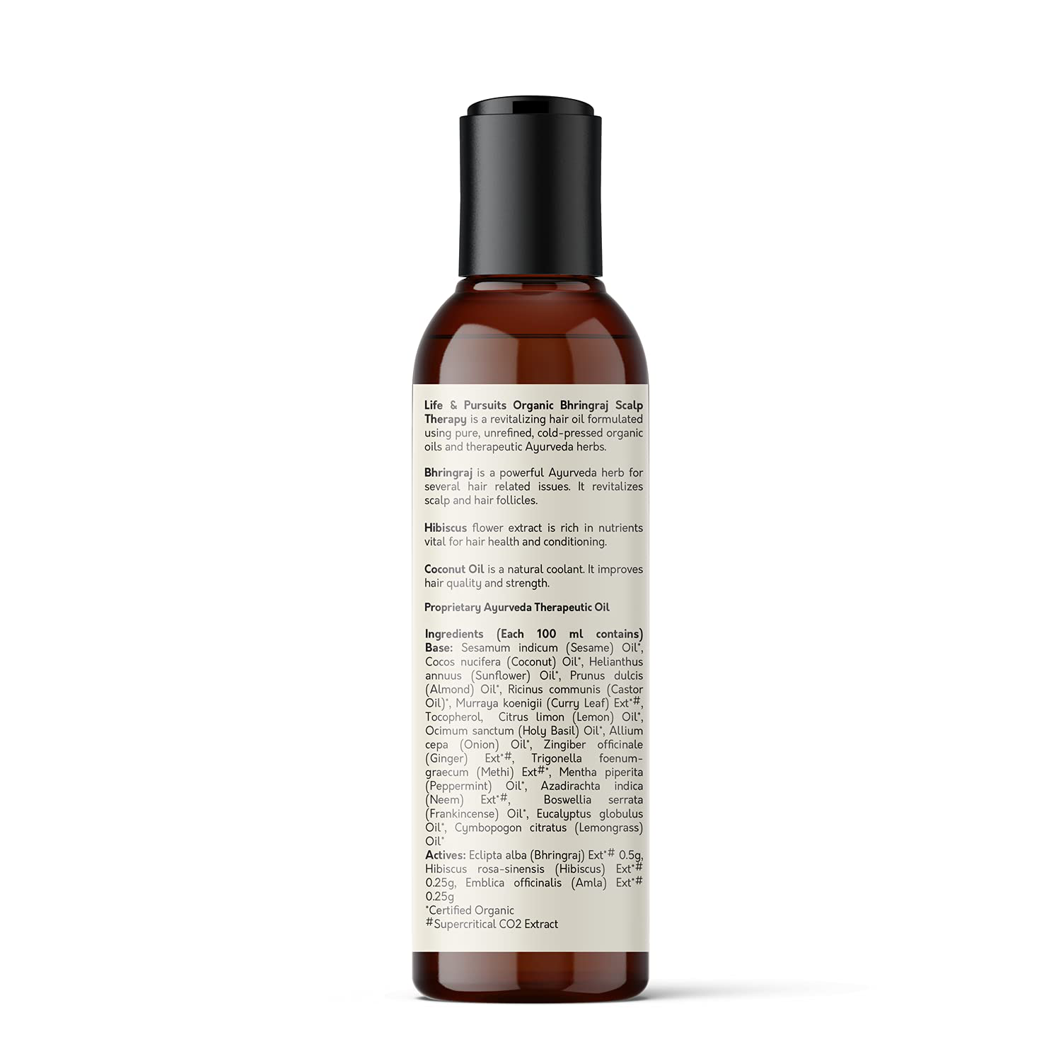 Life & Pursuits Organic Hair Growth Oil (6.76 fl oz) - Ayurvedic Scalp Therapy Oil for Healthy Hair, Goodness of Bhringraj, Amla, Coconut, Sesame, Almond, Onion, & Castor Oil